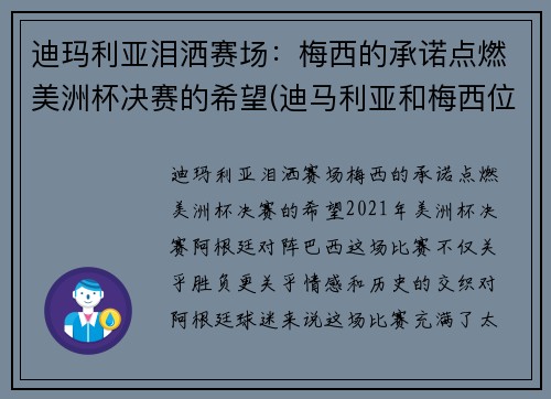 迪玛利亚泪洒赛场：梅西的承诺点燃美洲杯决赛的希望(迪马利亚和梅西位置)