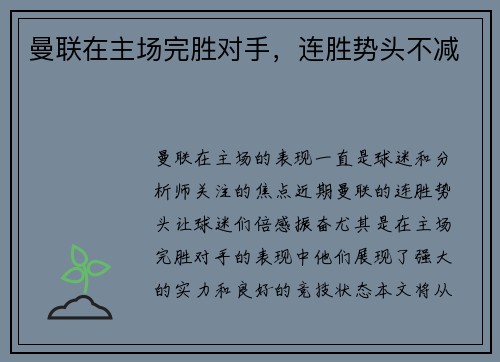 曼联在主场完胜对手，连胜势头不减